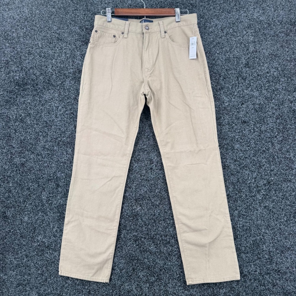 Gap Denim Mens Straight Leg Pants 30x30 Khaki Tan Mid Rise 100% Cotton NWT
